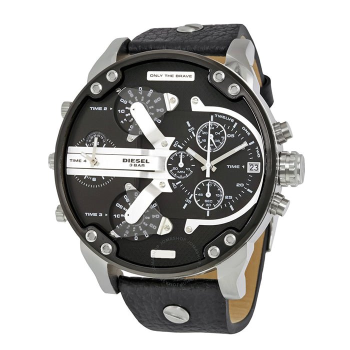 Diesel DZ7313 Mr. Daddy Chronograph Men's Watch – Black Dial & Black Leather Strap