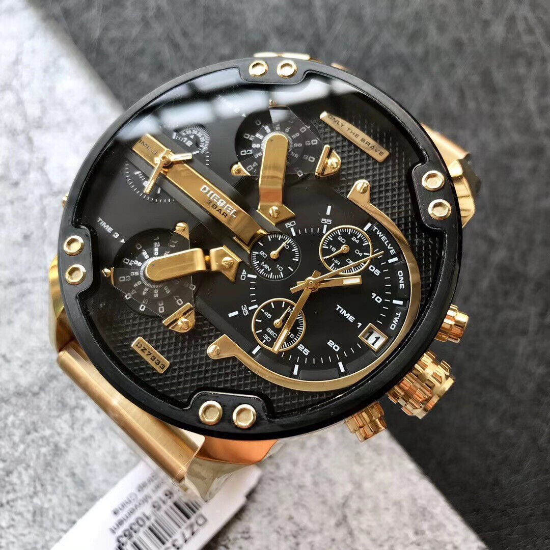 Diesel DZ7333 Mr. Daddy 2.0 Chronograph Men's Watch – Black Dial & Gold Stainless Steel Strap
