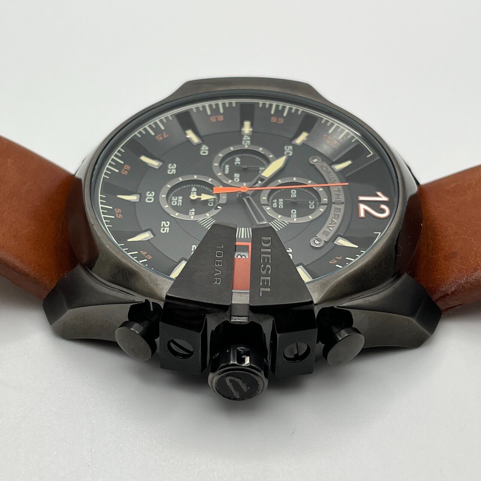 Diesel DZ4343 Mega Chief Chronograph Men's Watch – Black Dial & Brown Leather Strap