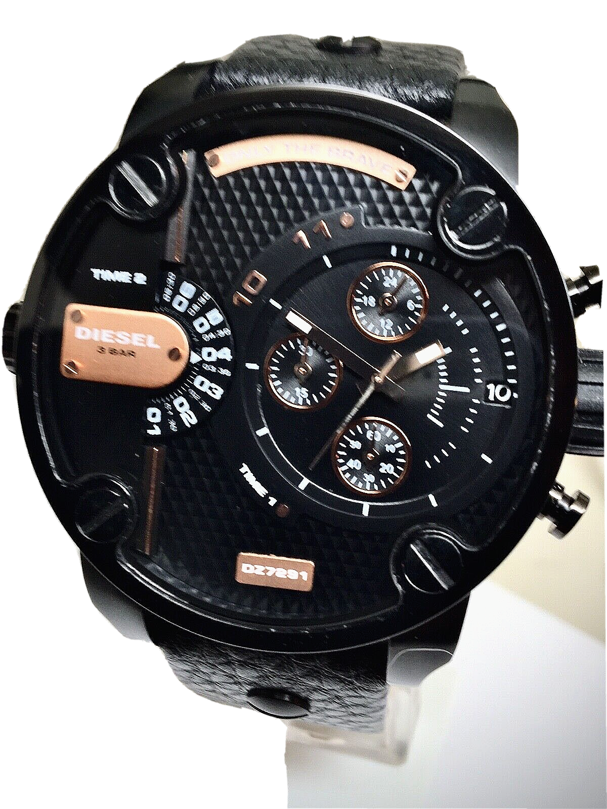 Diesel DZ7291 Little Daddy Chronograph Men's Watch – Black Dial & Black Leather Strap