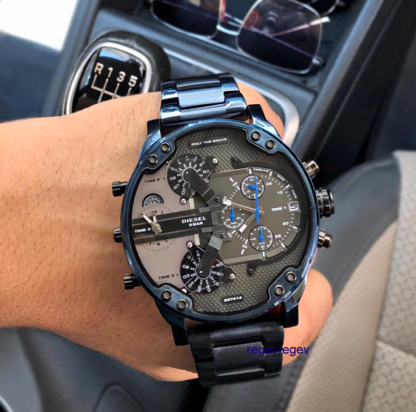 Diesel DZ7414 Daddy 2.0 Chronograph Men's Watch – Grey Dial & Blue Stainless Steel Strap
