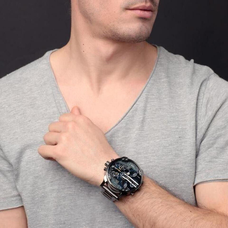 Diesel DZ7331 Big Daddy 2.0 Chronograph Men's Watch – Blue Dial & Grey Stainless Steel Strap