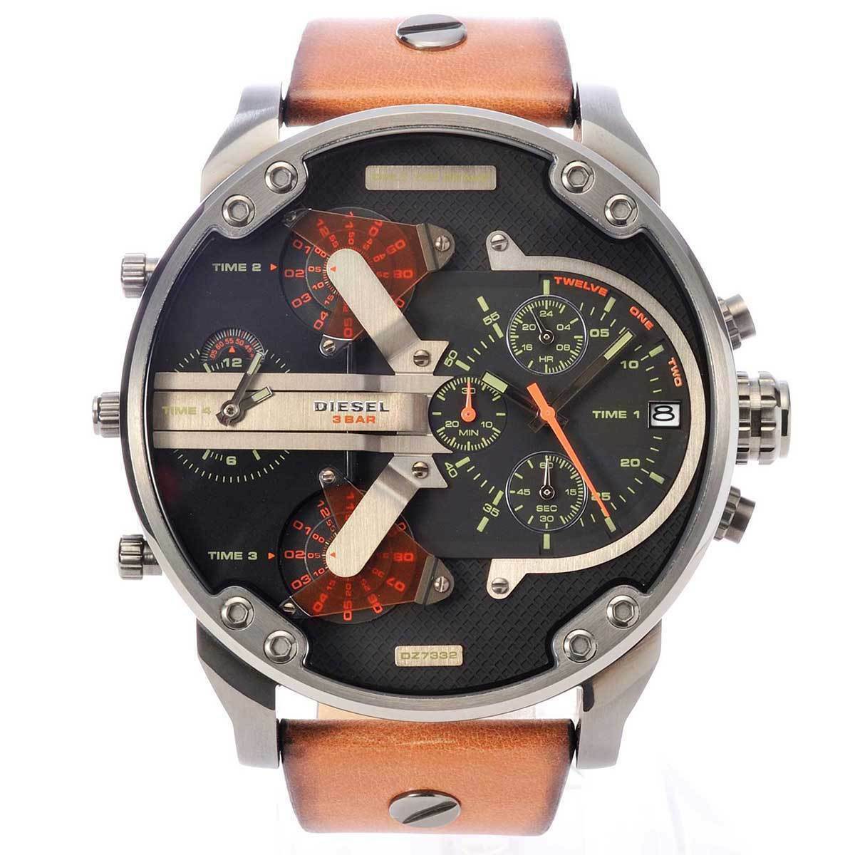 Diesel DZ7332 Mr. Daddy 2.0 Chronograph Men's Watch – Black Dial & Brown Leather Strap