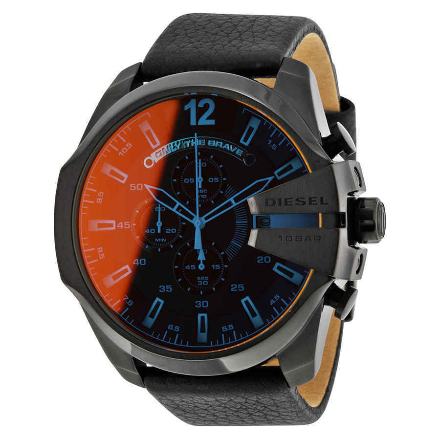Diesel DZ4323 Mega Chief Chronograph Men's Watch – Black Dial & Black Leather Strap