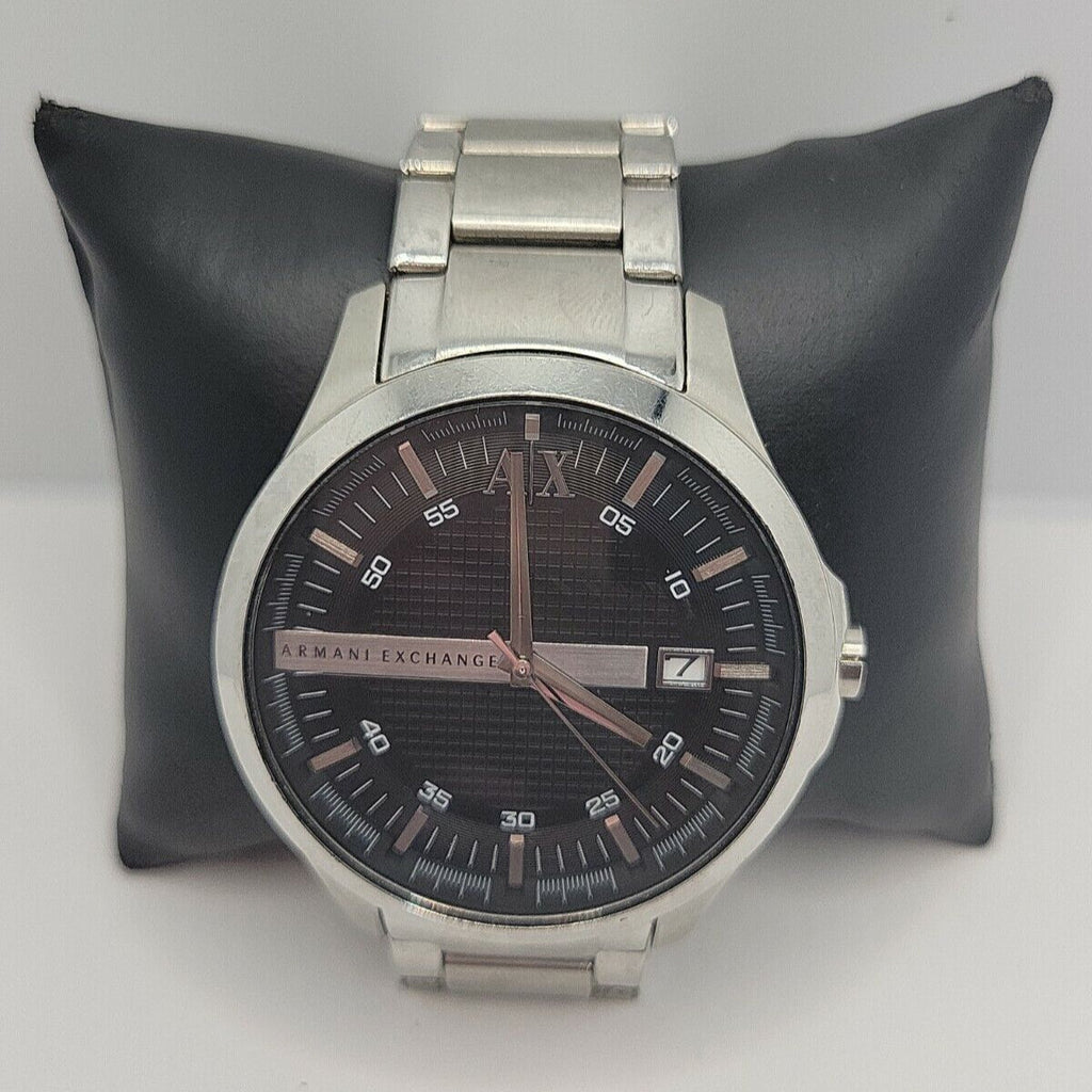 Armani Exchange Hampton AX2103 Men's Chronograph Watch – Black Dial with Silver-Tone Stainless Steel Strap