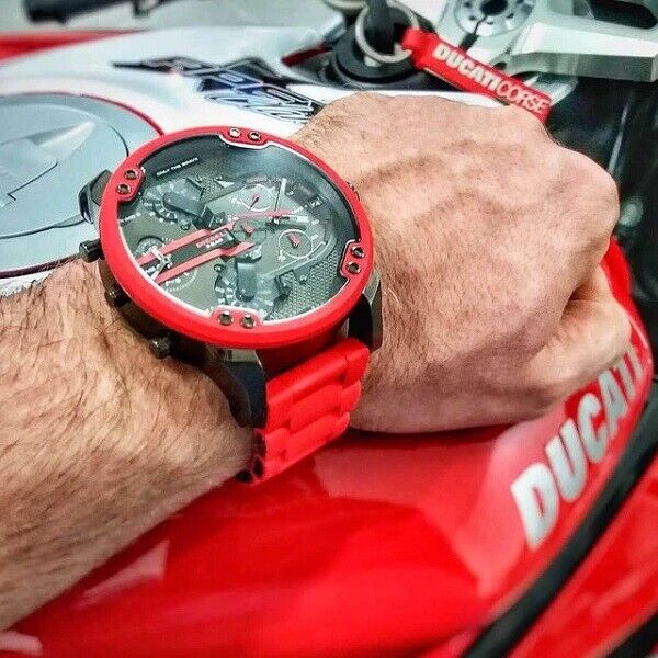 Diesel DZ7370 Mr. Daddy 2.0 Chronograph Men's Watch – Black Dial & Red Silicone Strap