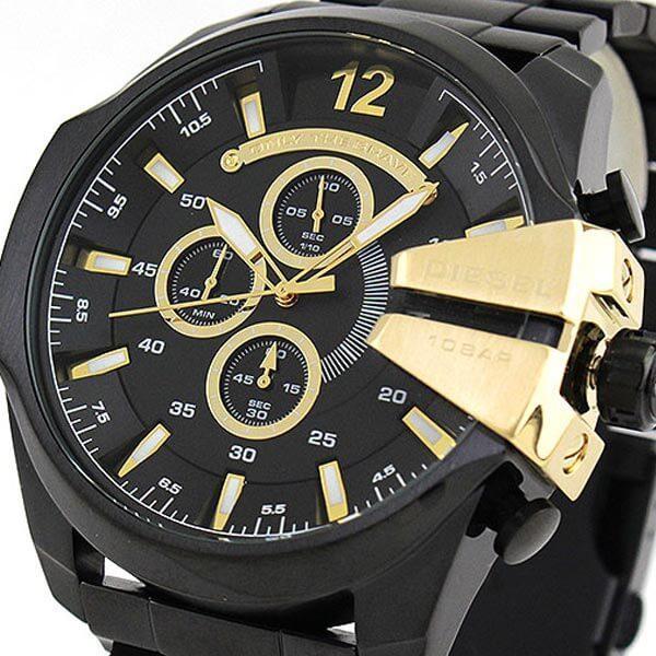 Diesel DZ4338 Mega Chief Chronograph Men's Watch – Black Dial & Black Stainless Steel Strap