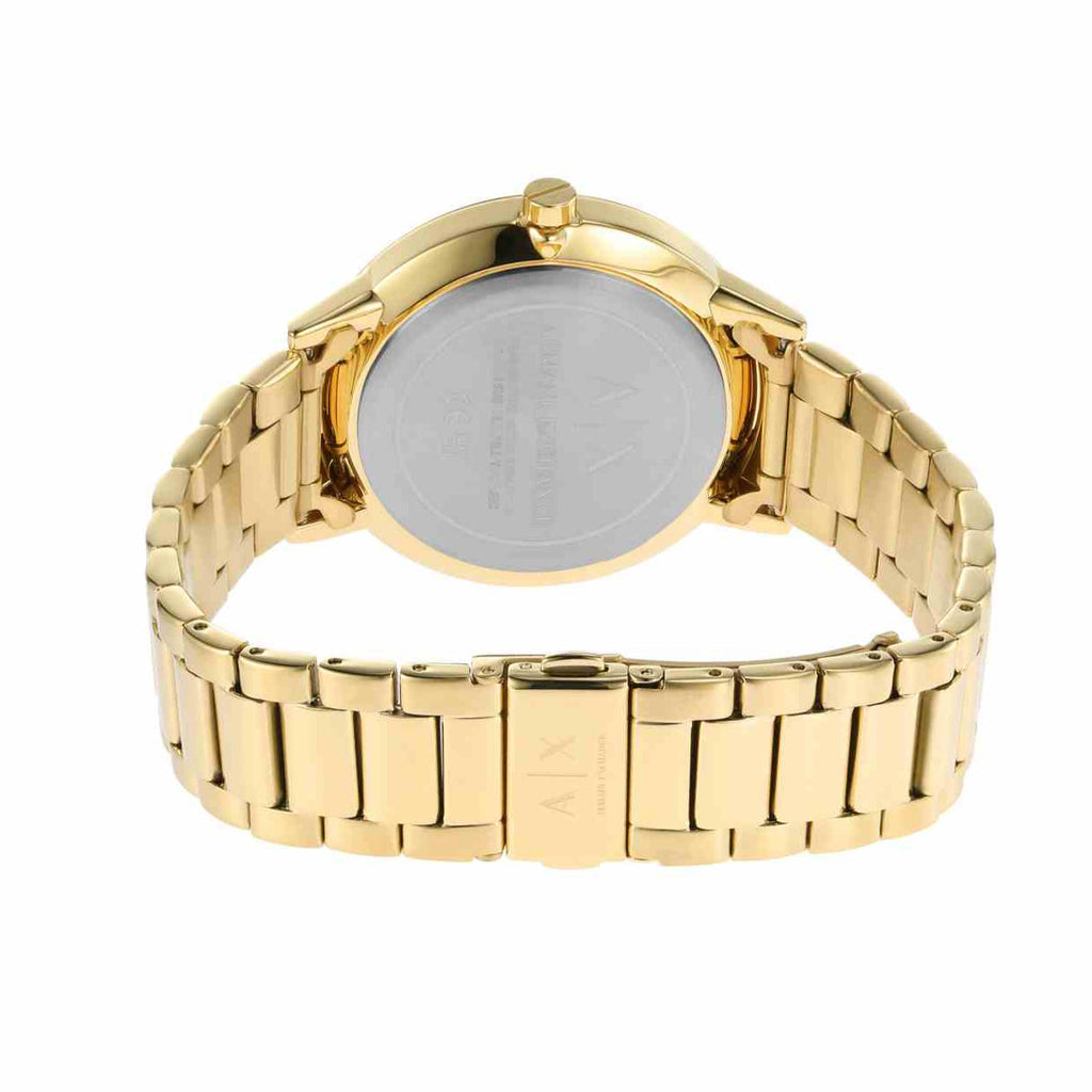 Armani Exchange Cayde AX2707 Men's Analog Watch – Gold Dial with Coordinated Gold Stainless Steel Strap