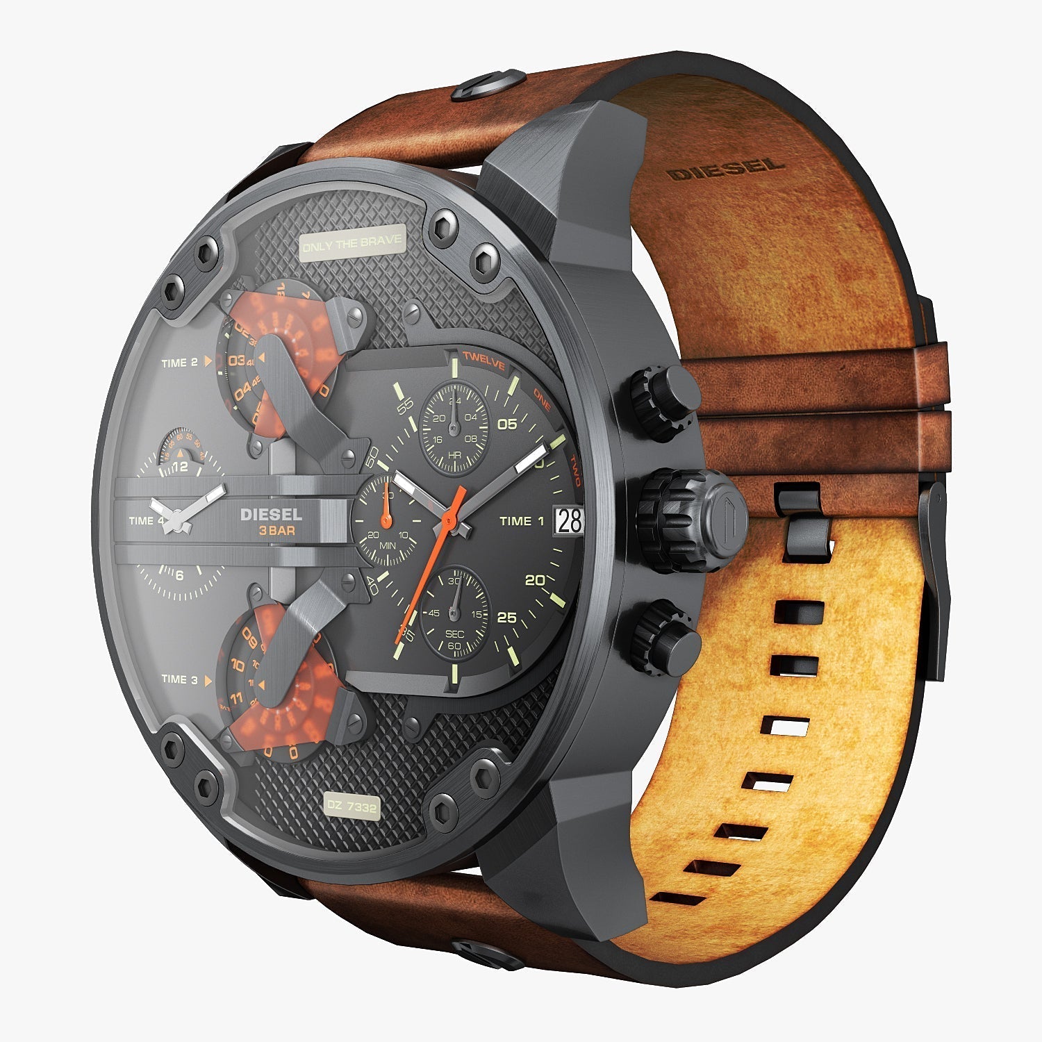 Diesel DZ7332 Mr. Daddy 2.0 Chronograph Men's Watch – Black Dial & Brown Leather Strap