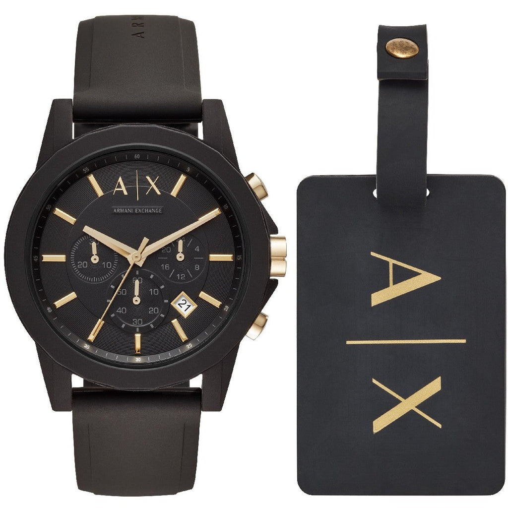 Armani Exchange Outerbanks AX7105 Men's Chronograph Watch – Black Dial with Black Stainless Steel Strap